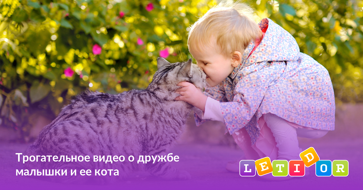 Трогательное видео о дружбе малышки и ее кота Летидор